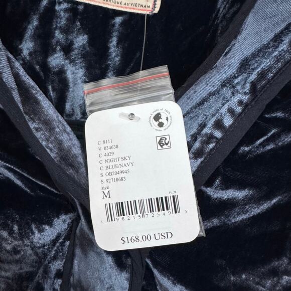 Free People Luxy Velvet Solid Long Sleeve Top Navy Blue/Night Sky Size M - Picture 6 of 8